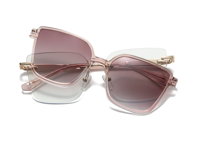 Eydology Erin Gold Polarized Rose Red Gradient Clip on Sunglasses 1