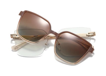 Eydology Erin Gold Polarized Warm Brown Gradient Lens Clip on Sunglasses 1