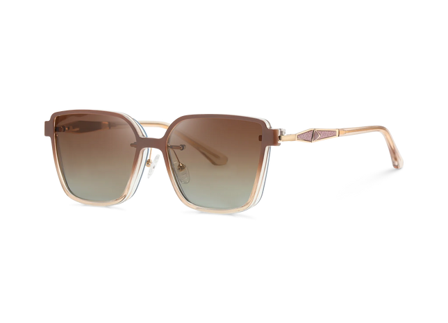 Eydology Erin Gold Polarized Warm Brown Gradient Lens Clip on Sunglasses 2