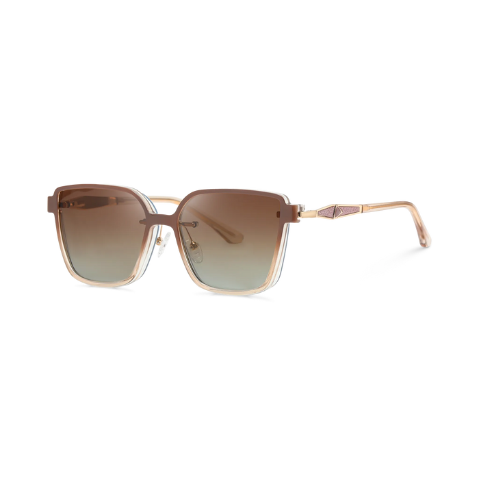Eydology Erin Gold Polarized Warm Brown Gradient Lens Clip on Sunglasses 2