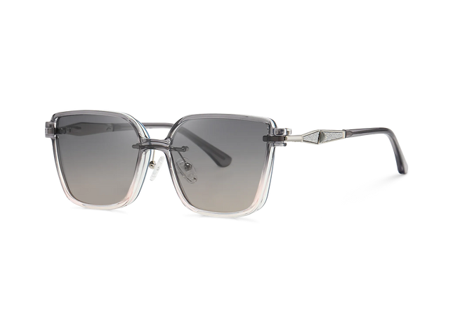 Eydology Erin Silver Polarized Grey to Pink Lens Clip on Sunglasses 2