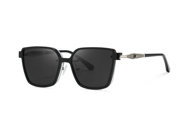 Eydology Erin Silver and Black/Polarized Grey Lens Clip on Sunglasses 2