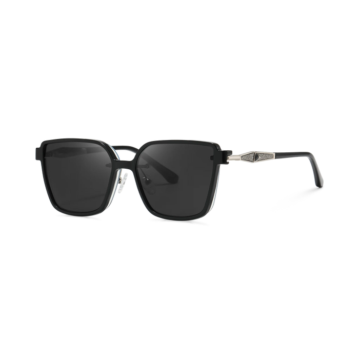 Eydology Erin Silver and Black/Polarized Grey Lens Clip on Sunglasses 2