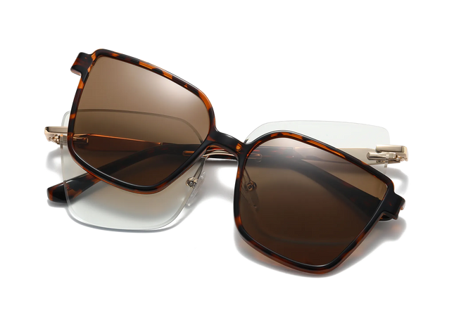 Eydology Erin Tortoise Polarized Brown Lens Clip on Sunglasses 1