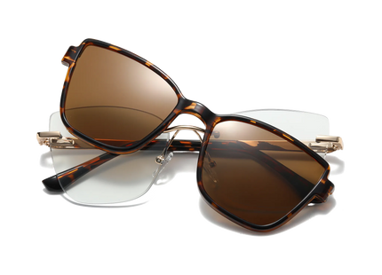 Eydology Flora Gold+Tortoise/Polarized Brown Lens Clip on Sunglasses 1