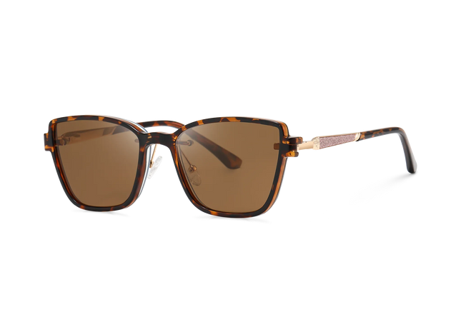 Eydology Flora Gold+Tortoise/Polarized Brown Lens Clip on Sunglasses 2
