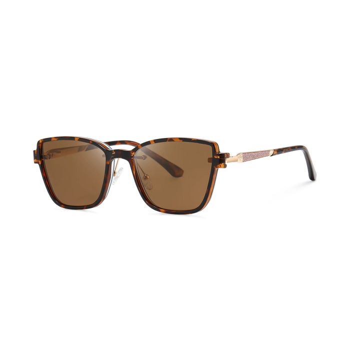 Eydology Flora Gold+Tortoise/Polarized Brown Lens Clip on Sunglasses 2
