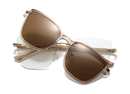 Eydology Flora Gold and Champagne Polarized Brown Lens Clip on Sunglasses 1