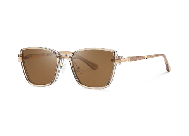 Eydology Flora Gold and Champagne Polarized Brown Lens Clip on Sunglasses 2