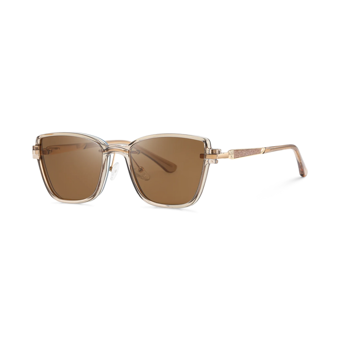Eydology Flora Gold and Champagne Polarized Brown Lens Clip on Sunglasses 2