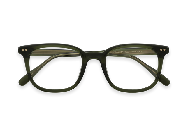 Eydology Frankie Crystal Bottle Green Square Men's Glasses 1