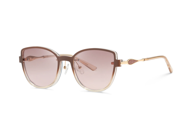 Eydology Freya Gold+Gradient Mocha Brown/Polarized Blush Pink Lens Clip on Sunglasses 2