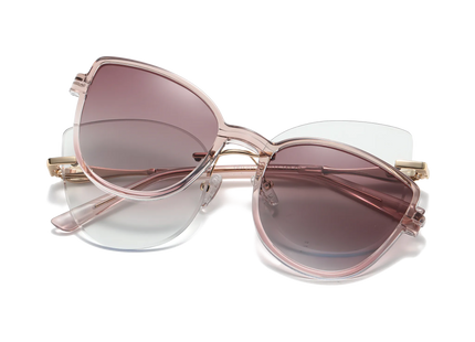 Eydology Freya Gold+Rose Red / Polarized Rose Red Gradient Clip on Sunglasses 1