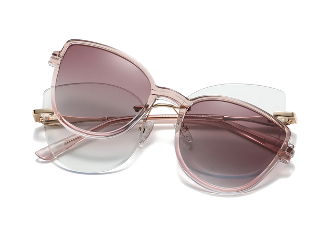 Eydology Freya Gold+Rose Red / Polarized Rose Red Gradient Clip on Sunglasses 1