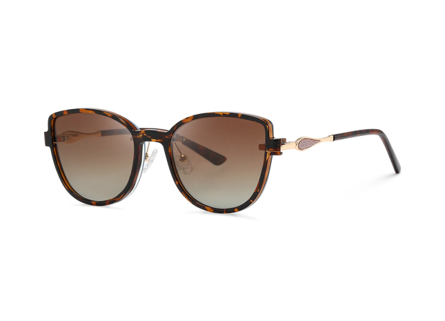 Eydology Freya Gold+Tortoise/Polarized Brown Gradient Lens Clip on Sunglasses 2