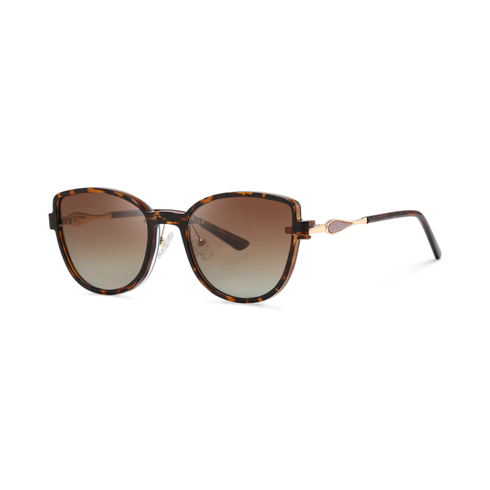 Eydology Freya Gold+Tortoise/Polarized Brown Gradient Lens Clip on Sunglasses 2