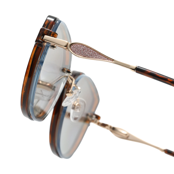 Eydology Freya Gold+Tortoise/Polarized Brown Gradient Lens Clip on Sunglasses 6