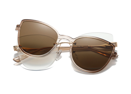 Eydology Freya Gold and Champagne Polarized Brown Lens Clip on Sunglasses 1
