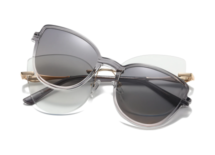 Eydology Freya Grey to Pink Gradient / Polarized Grey to Pink Lens Clip on Sunglasses 1