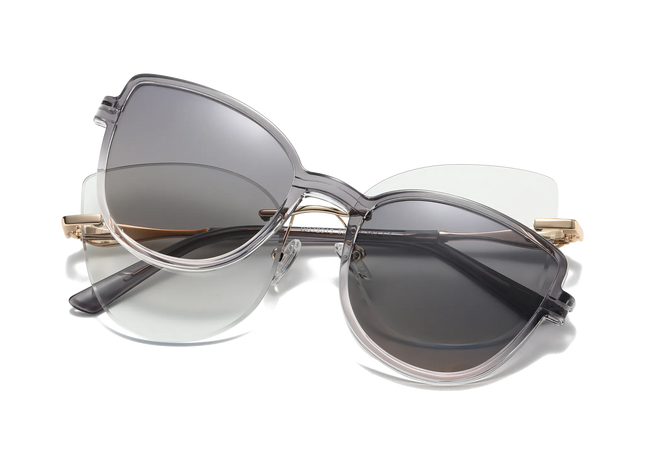 Eydology Freya Grey to Pink Gradient / Polarized Grey to Pink Lens Clip on Sunglasses 1
