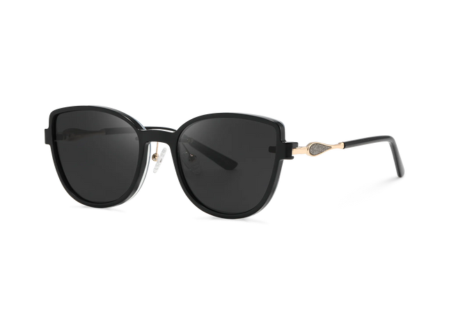 Eydology Freya Silver and Black Polarized Grey Lens Clip on Sunglasses 2