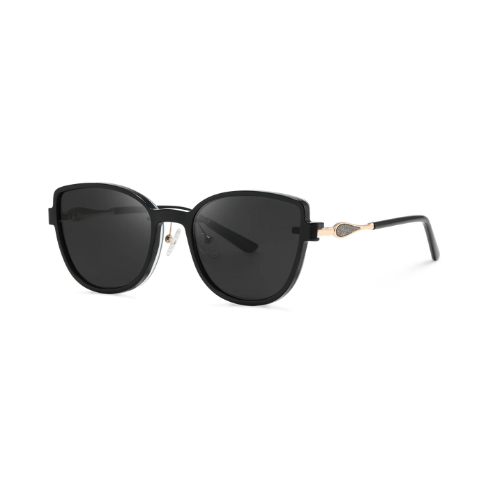 Eydology Freya Silver and Black Polarized Grey Lens Clip on Sunglasses 2