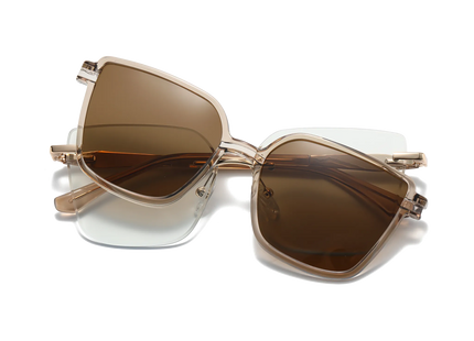 Eydology Gold + Champagne / Polarized Brown Lens Clip on Sunglasses 1