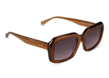 Eydology Harper Crystal Brown Frame Grey Gradient Lens Glasses 2