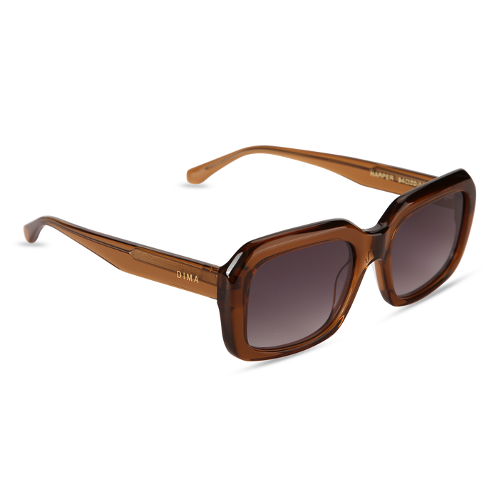Eydology Harper Crystal Brown Frame Grey Gradient Lens Glasses 2