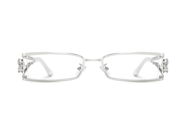 Eydology Jasmine Silver Rectangle Eyeglasses 1