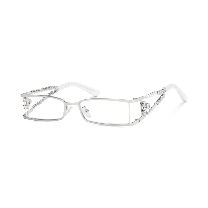 Eydology Jasmine Silver Rectangle Eyeglasses 2