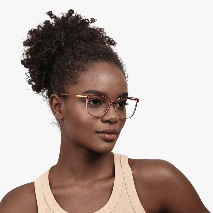 Eydology Jemma Clear Brown Pink/Gold Glasses 3