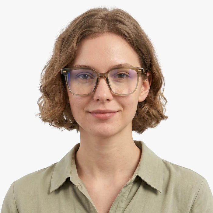 Eydology Kayson Crystal Light Brown Glasses-Female Model