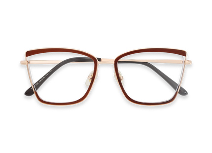 Eydology Lane Gold/Brown Square Women's Glasses 1