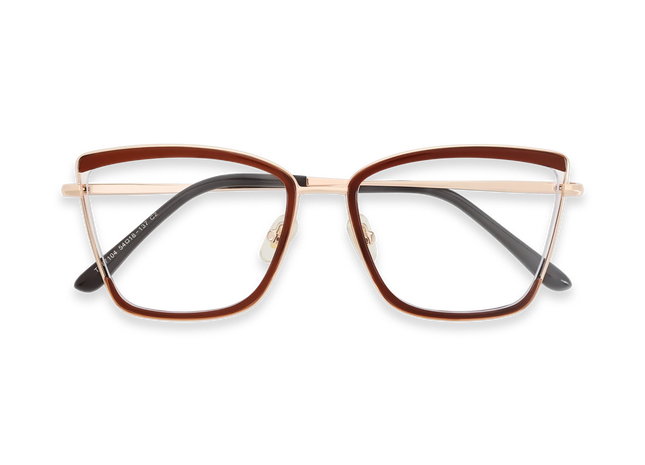 Eydology Lane Gold/Brown Square Women's Glasses 1