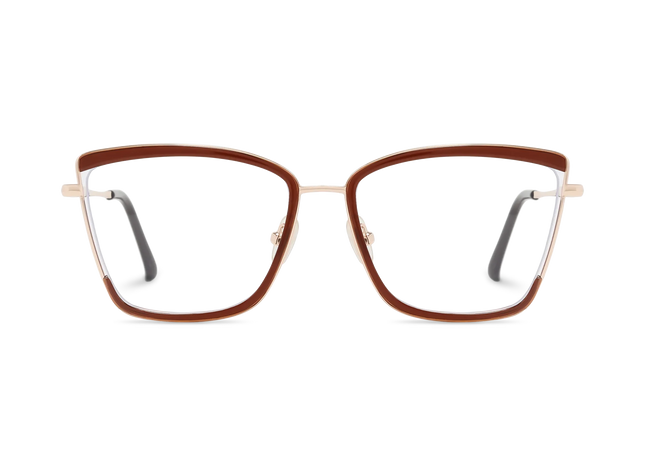 Eydology Lane Gold/Brown Square Women's Glasses 2