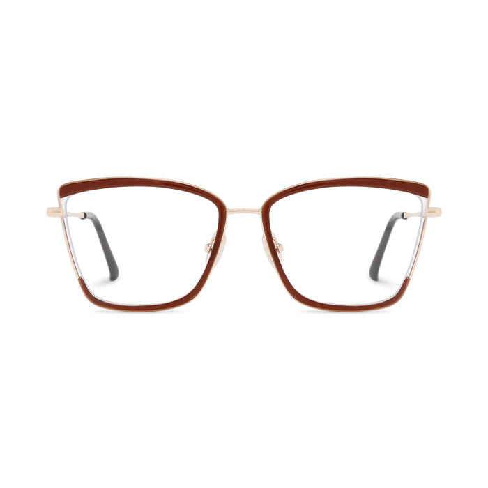 Eydology Lane Gold/Brown Square Women's Glasses 2
