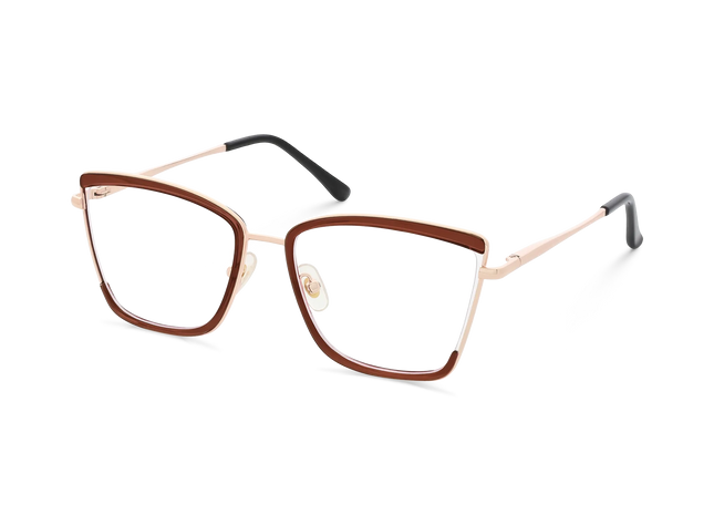 Eydology Lane Gold/Brown Square Women's Glasses 3