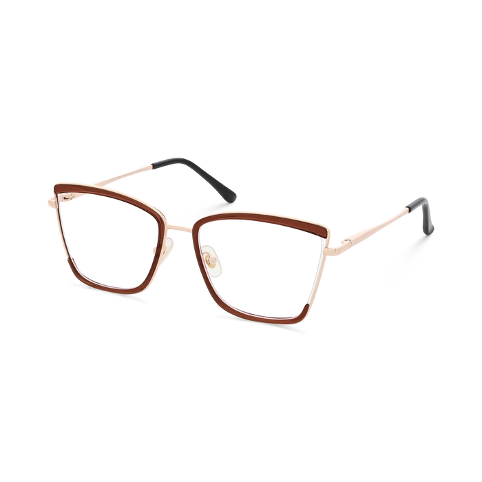 Eydology Lane Gold/Brown Square Women's Glasses 3