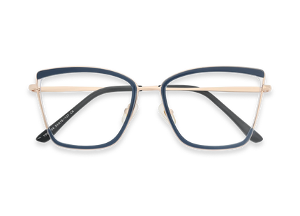 Eydology Lane Gold/Dust Blue Square Women's Glasses 1