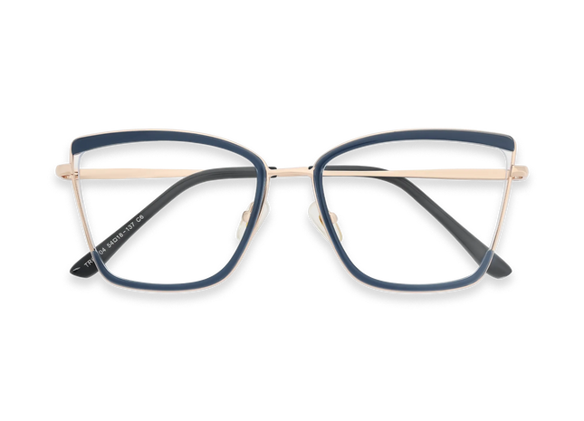 Eydology Lane Gold/Dust Blue Square Women's Glasses 1