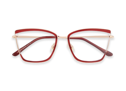 Eydology Lane Gold/Red Square Women's Glasses 1