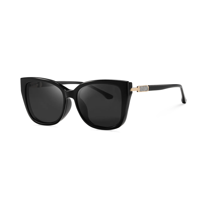 Eydology Lea Black / Polarized Grey Lens Clip On Sunglasses 2