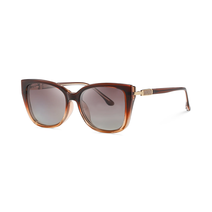 Eydology Lea Brown/ Polarized Brown Gradient Lens Clip On Sunglasses 2