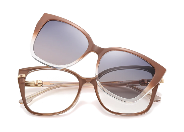 Eydology Lea Brown with Clear Gradient/ Polarized Smoky Rose Lens 1