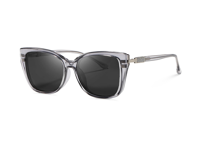 Eydology Lea Clear Grey / Polarized Grey Lens Clip On Sunglasses 2
