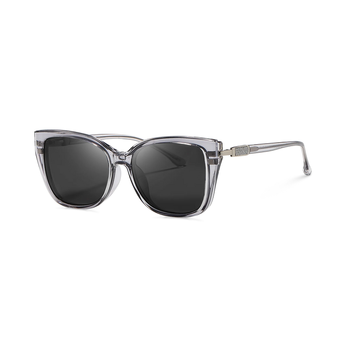 Eydology Lea Clear Grey / Polarized Grey Lens Clip On Sunglasses 2