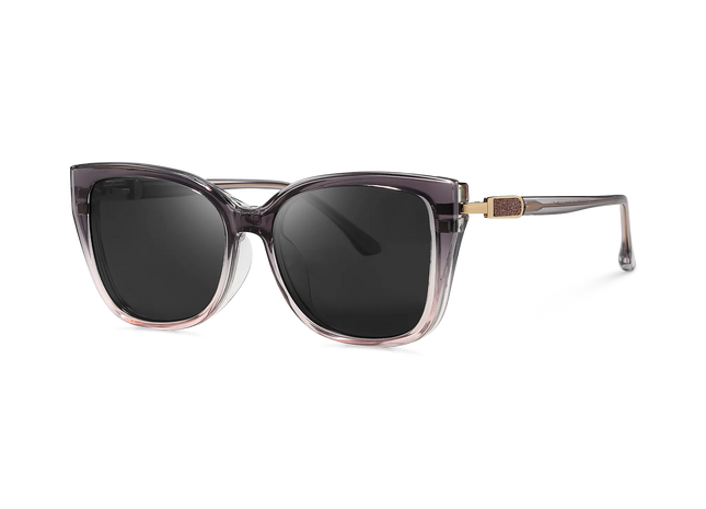Eydology Lea Grey to Pink Gradient / Polarized Grey Lens Clip On Sunglasses 2