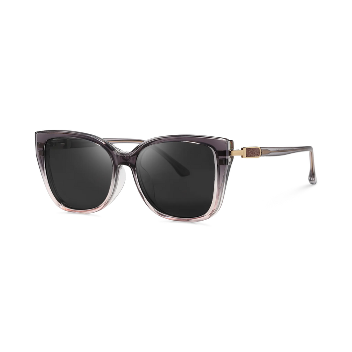 Eydology Lea Grey to Pink Gradient / Polarized Grey Lens Clip On Sunglasses 2