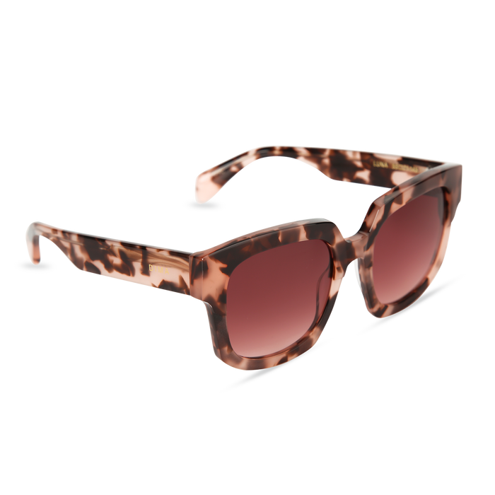 Eydology Luna Pink Tortoise Frame Redwood Gradient Lens Sunglasses 2